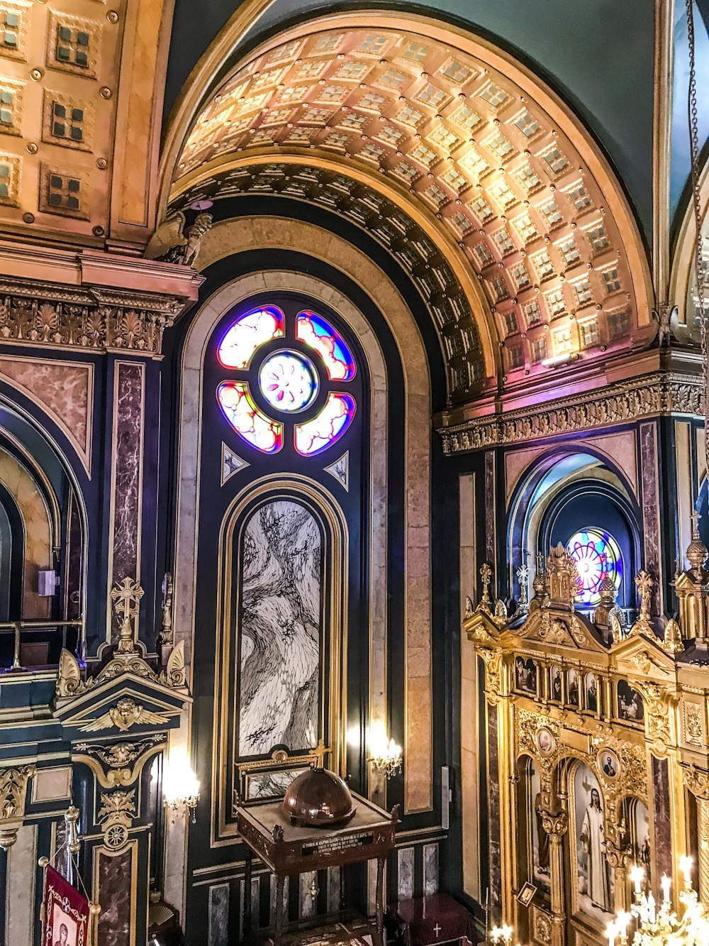 brown wooden bench inside cathedral