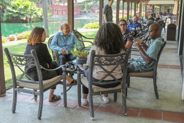 A church life group meeting beside a lake in Southern California.by Small Group Network