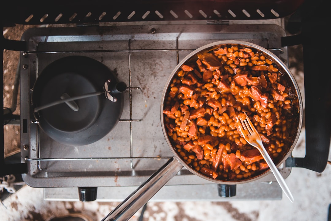 brown food on black pan