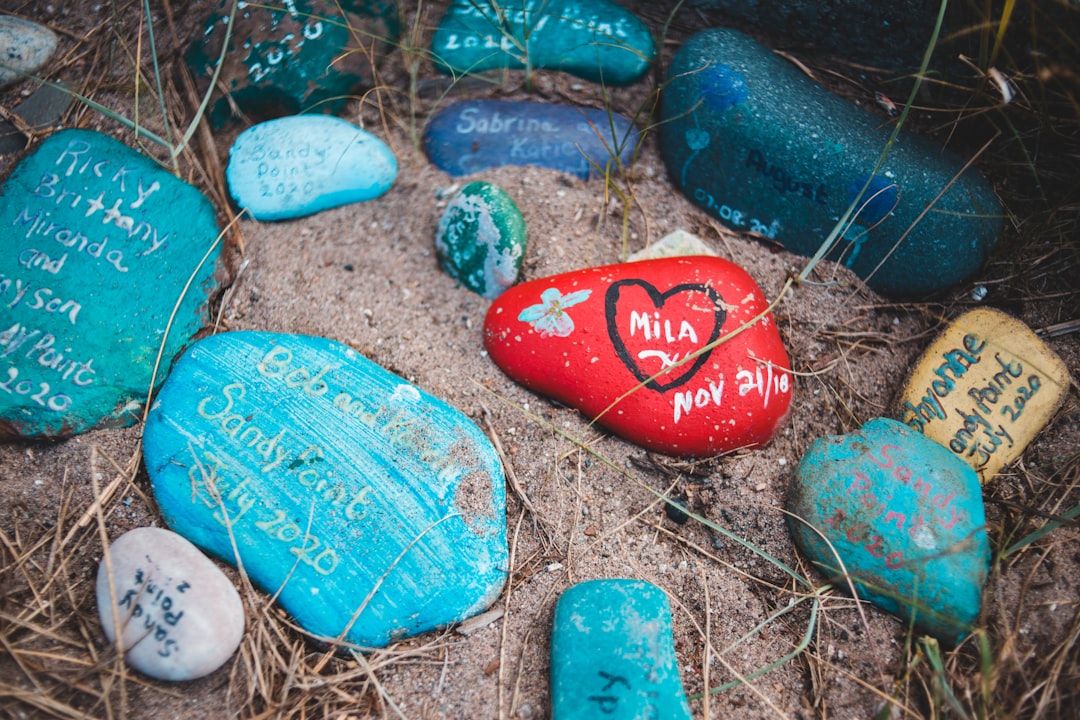 red and blue heart shaped stone