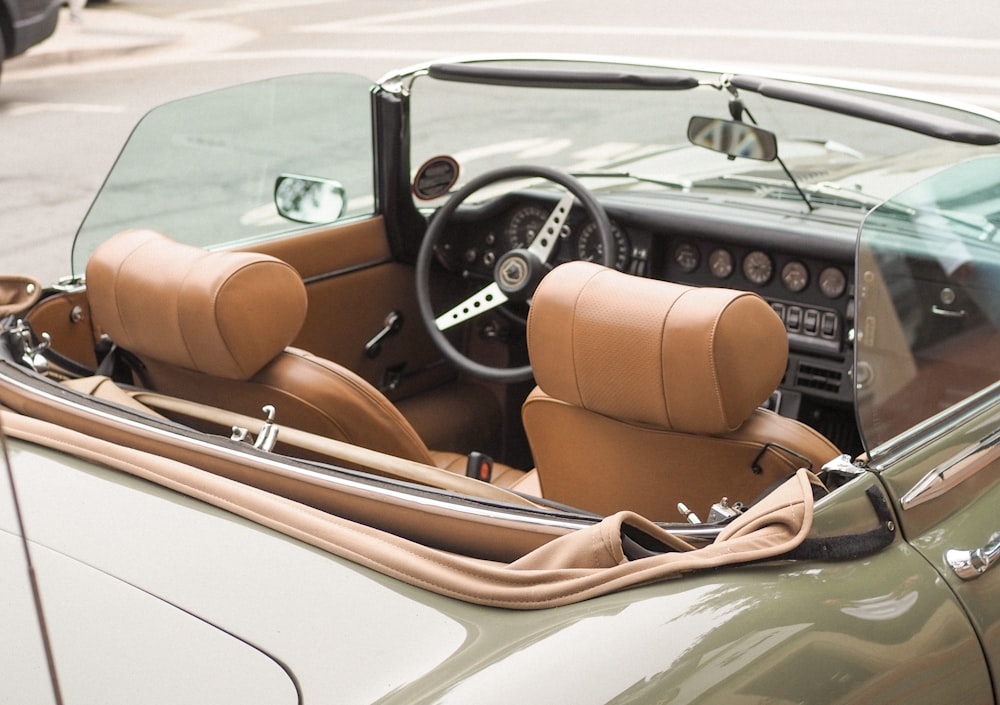 orange and black convertible car interior