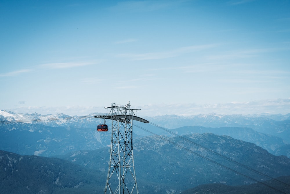 cable cars over the mountains during daytime