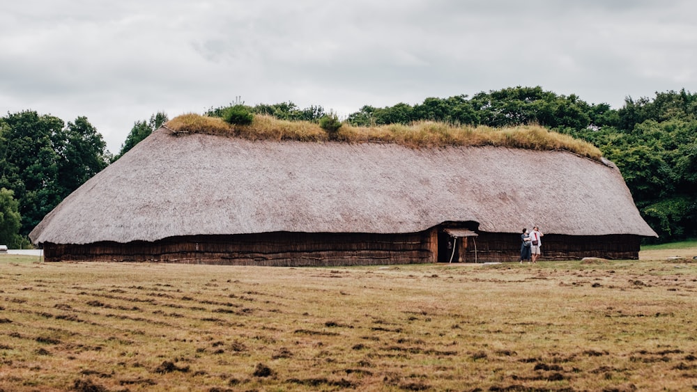 casa de madeira marrom no campo de grama marrom durante o dia