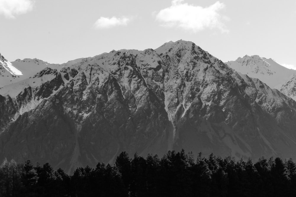 산맥의 그레이스케일 사진