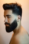 topless man with black beard