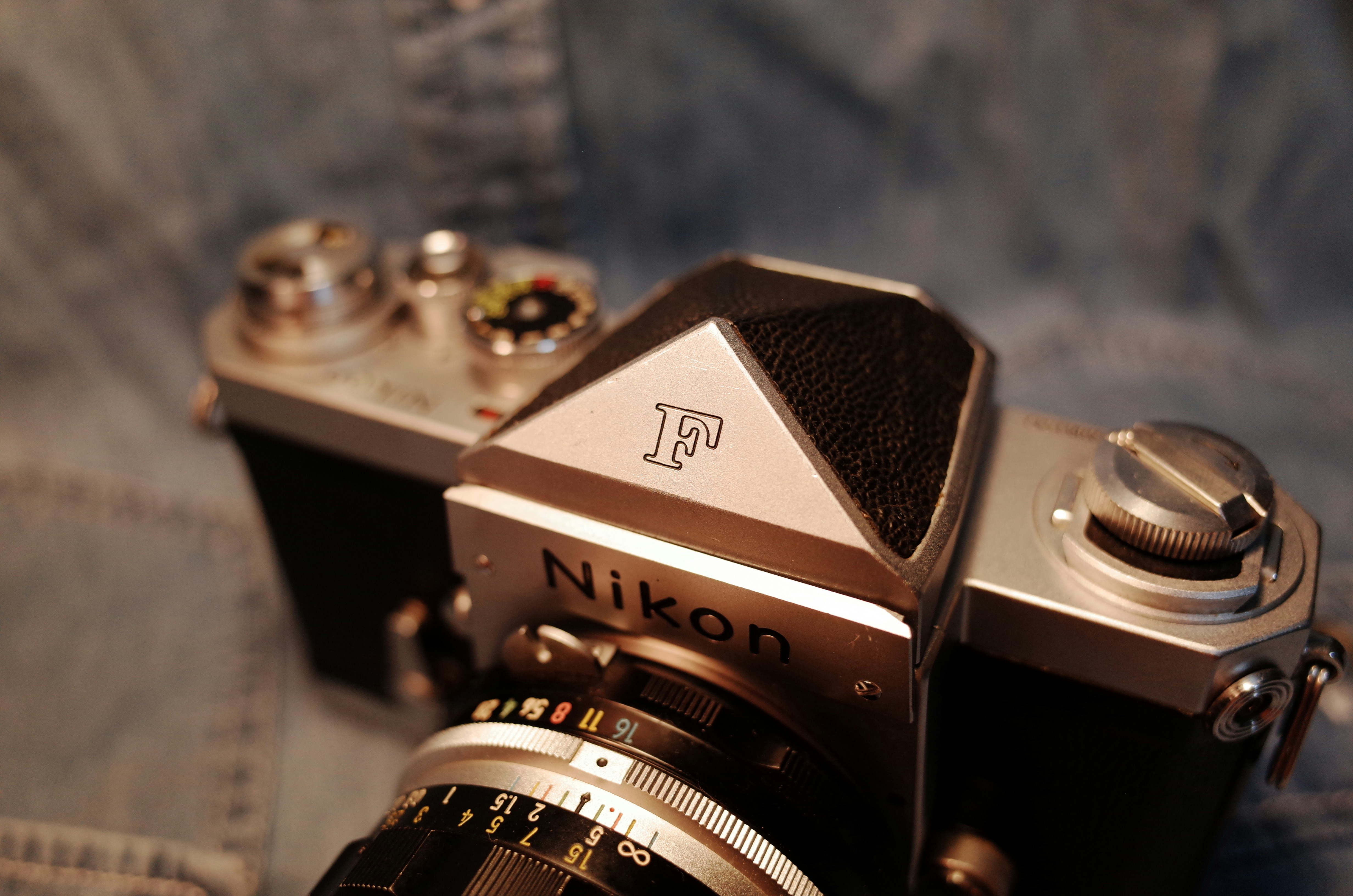 black and silver camera on table