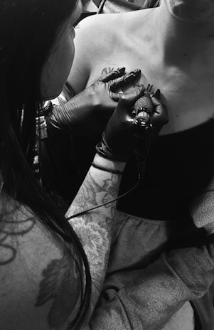 woman in black and white shirt