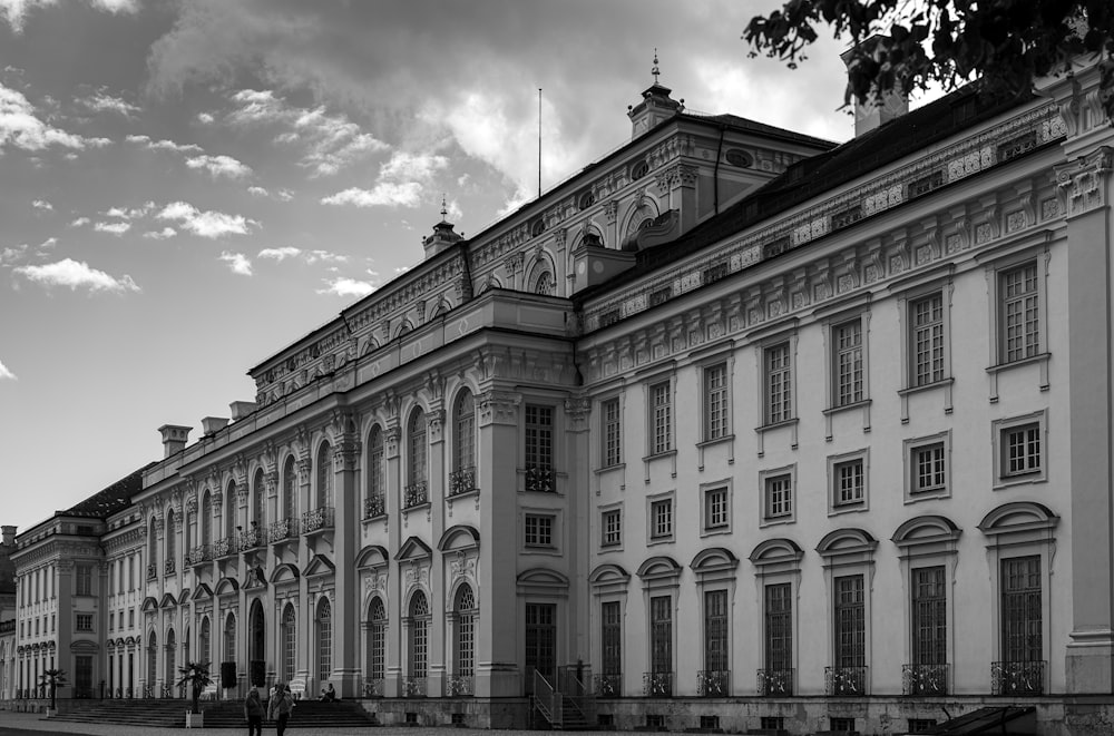 grayscale photo of concrete building