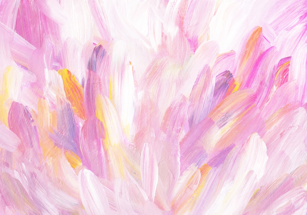 pink blue and yellow abstract painting