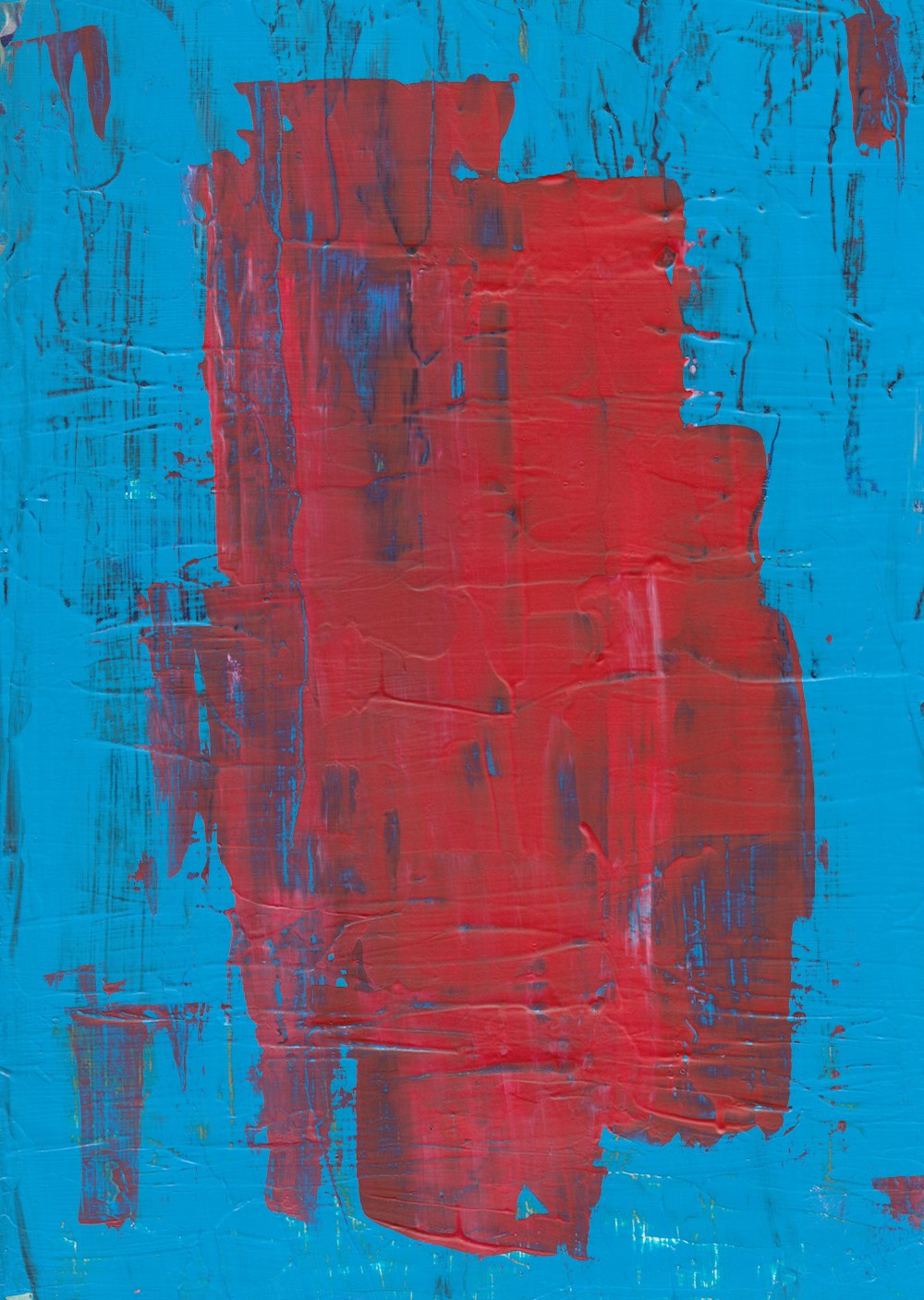 Pintura abstracta azul y roja
