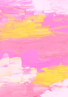 Bold brushstrokes in bright yellow and pink creating a lively, magical atmosphere.
