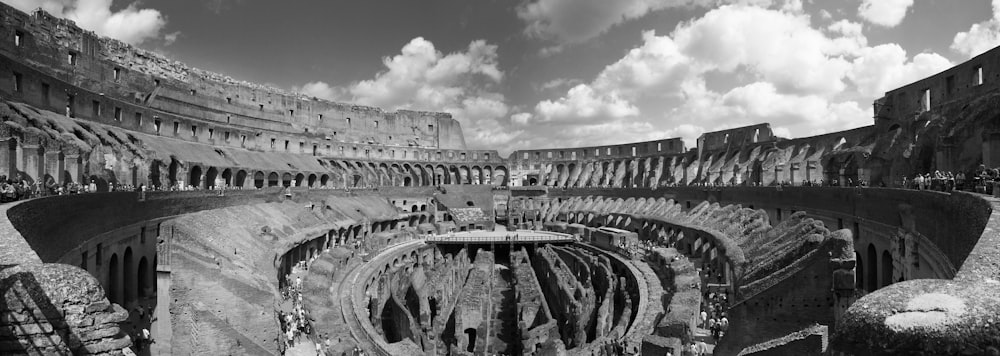 grayscale photo of city buildings