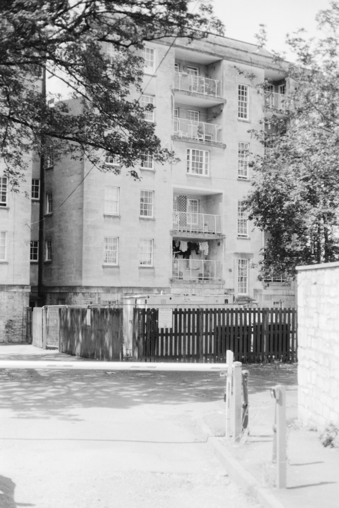 grayscale photo of concrete building