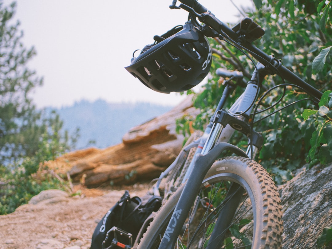 black mountain bike on brown field during daytime