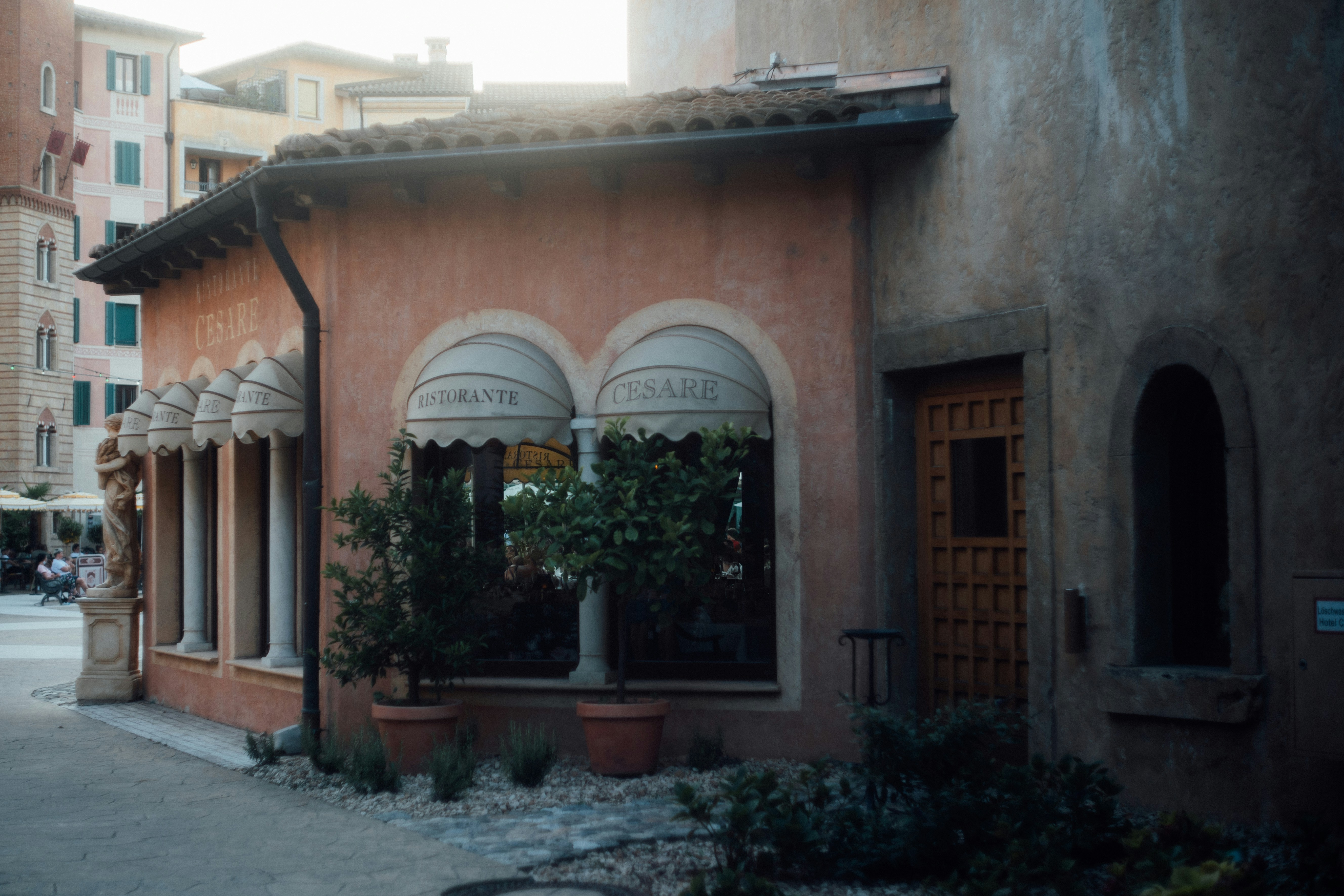 Green plants in front of brown concrete building