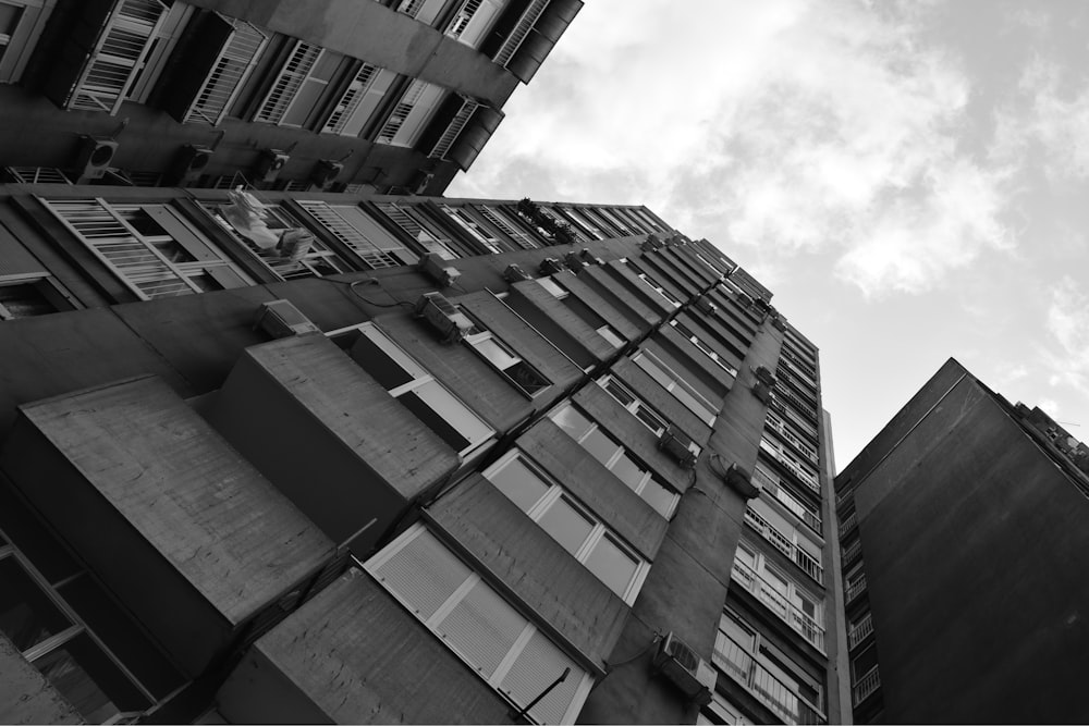 grayscale photo of high rise building