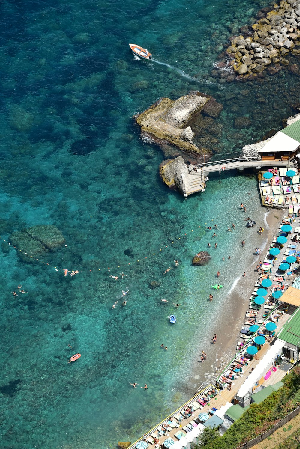 aerial view of people on beach during daytime