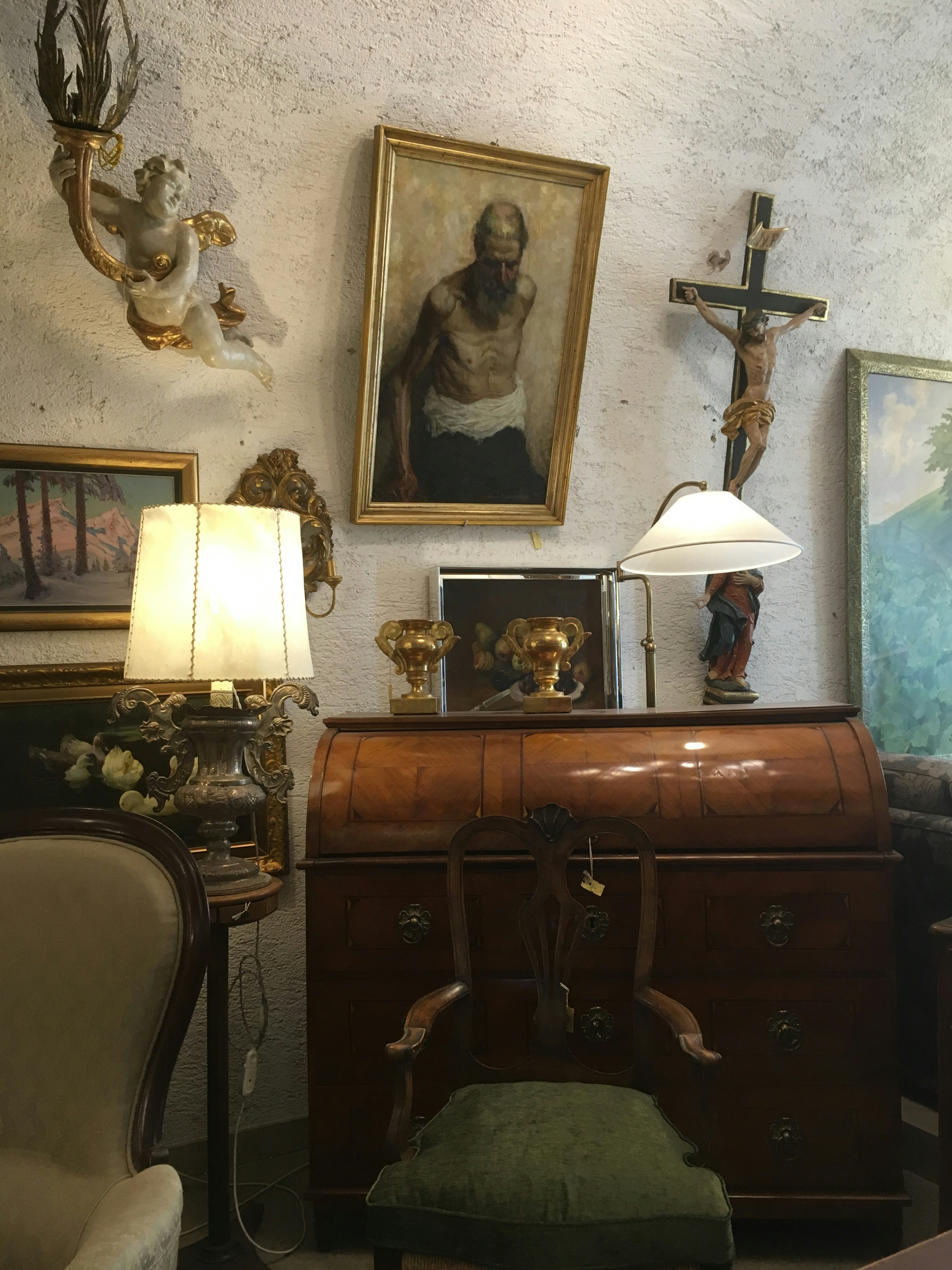 white table lamp on brown wooden drawer