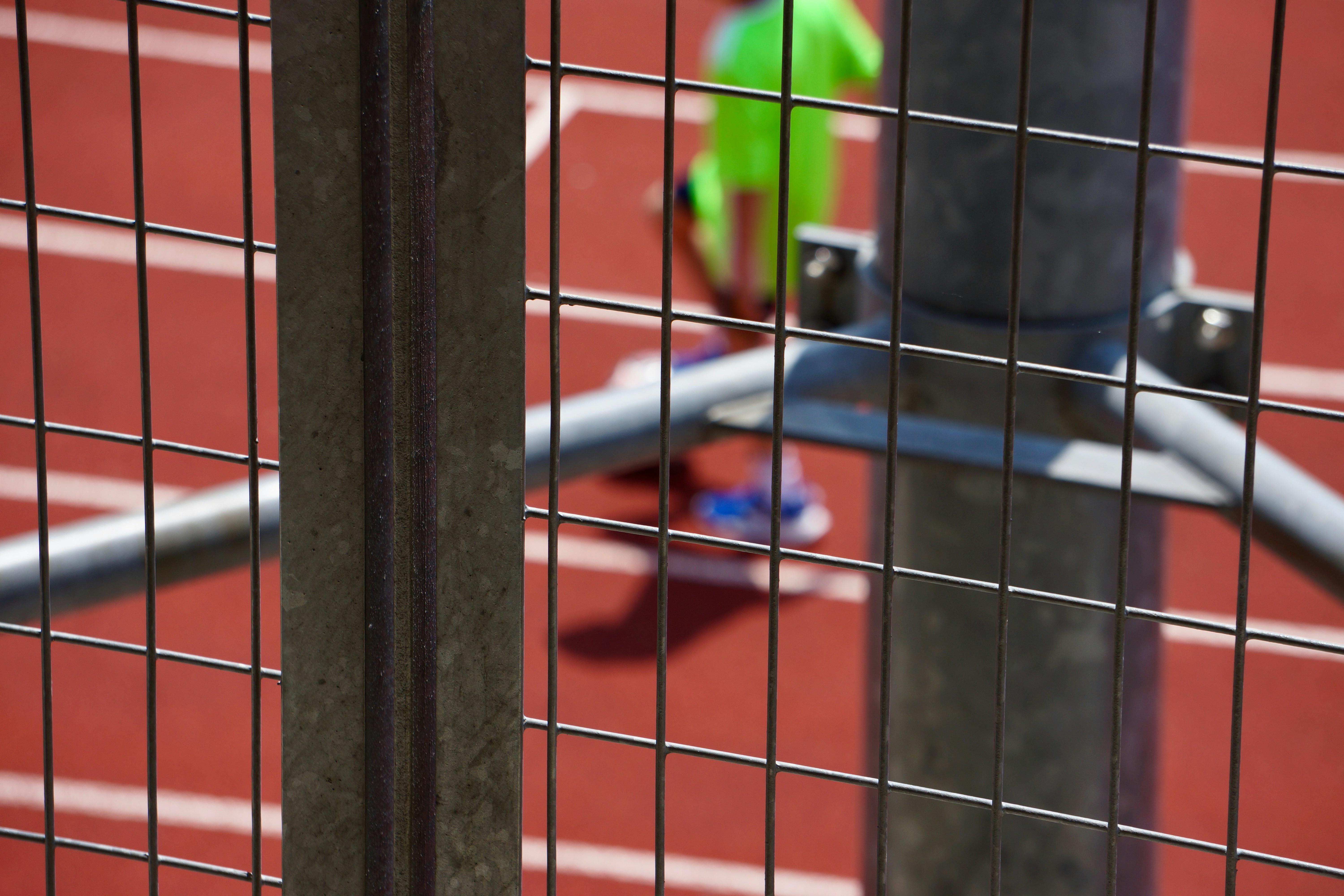 uccello verde in gabbia rossa