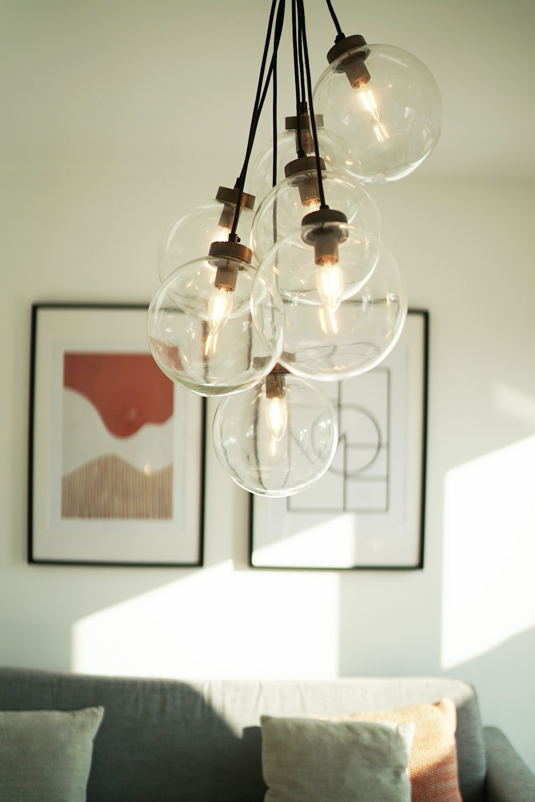 clear glass pendant lamp turned off