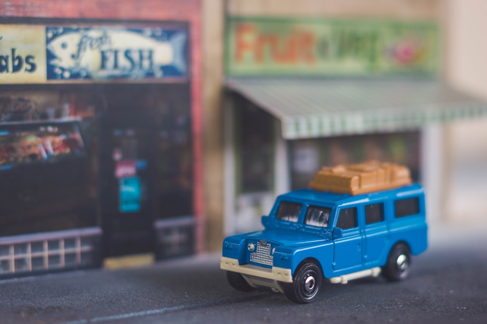 blue car on the road