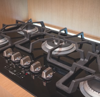 black and silver gas stove