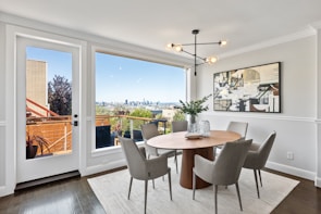 brown wooden table with chairs