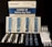 A COVID-19 Saliva Antigen Test Kit includes test cards, pipettes, swabs, and sample tubes arranged on a dark surface. The packaging is prominently displayed at the top.