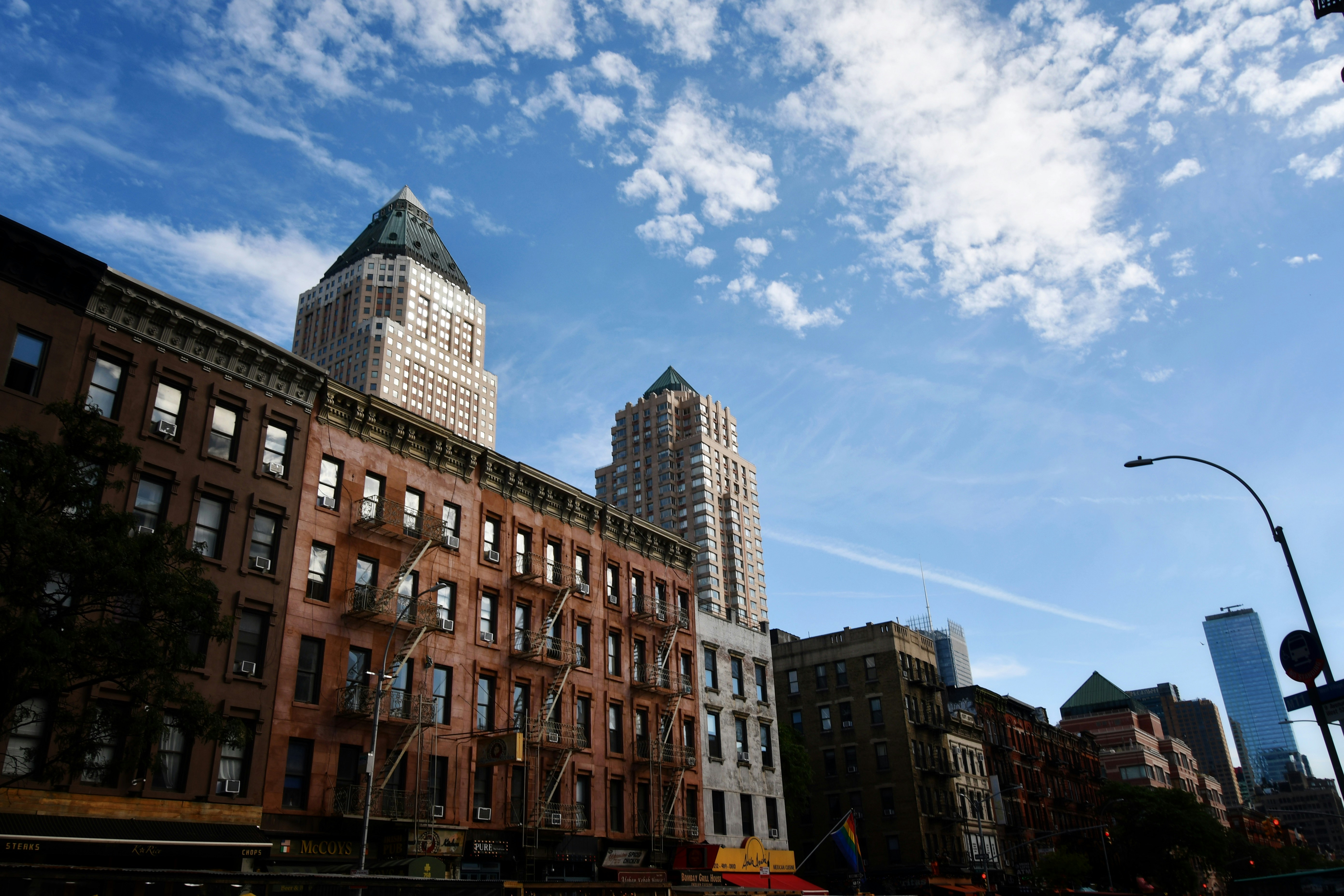 A daytime view of a Manhattan street corner