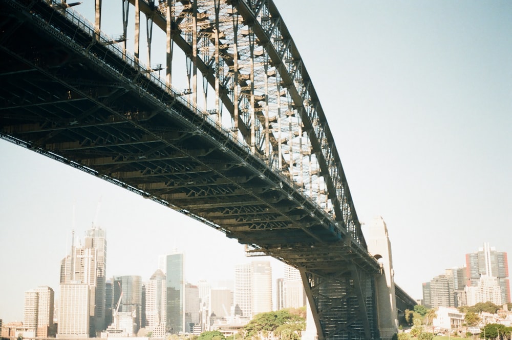 gray metal bridge over river