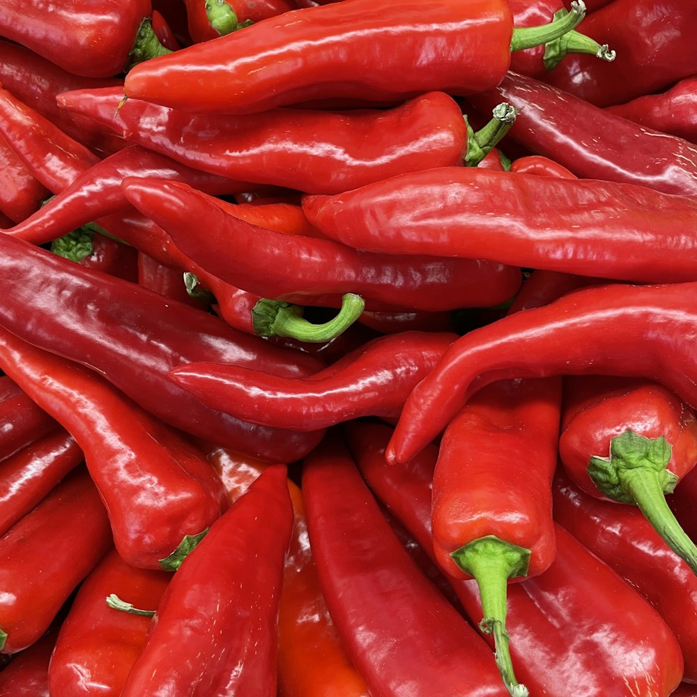 red chili peppers in close up photography