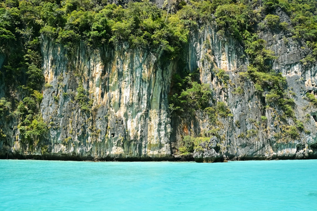 brown and green rock formation beside blue sea during daytime