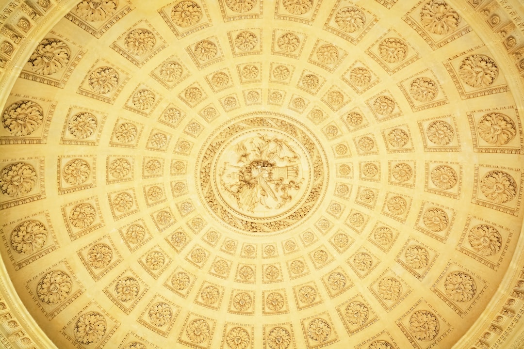 white and brown floral ceiling