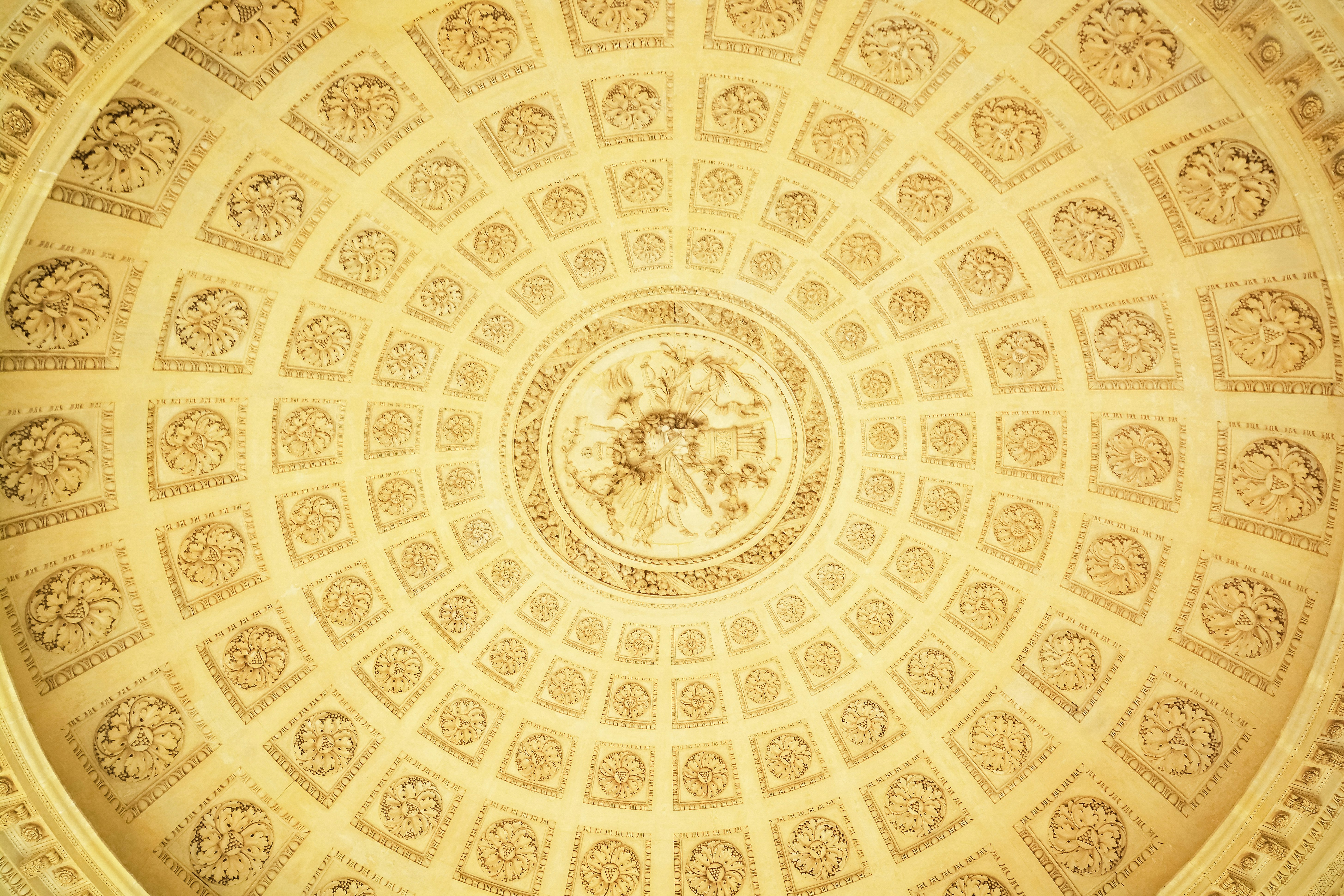 white and brown floral ceiling