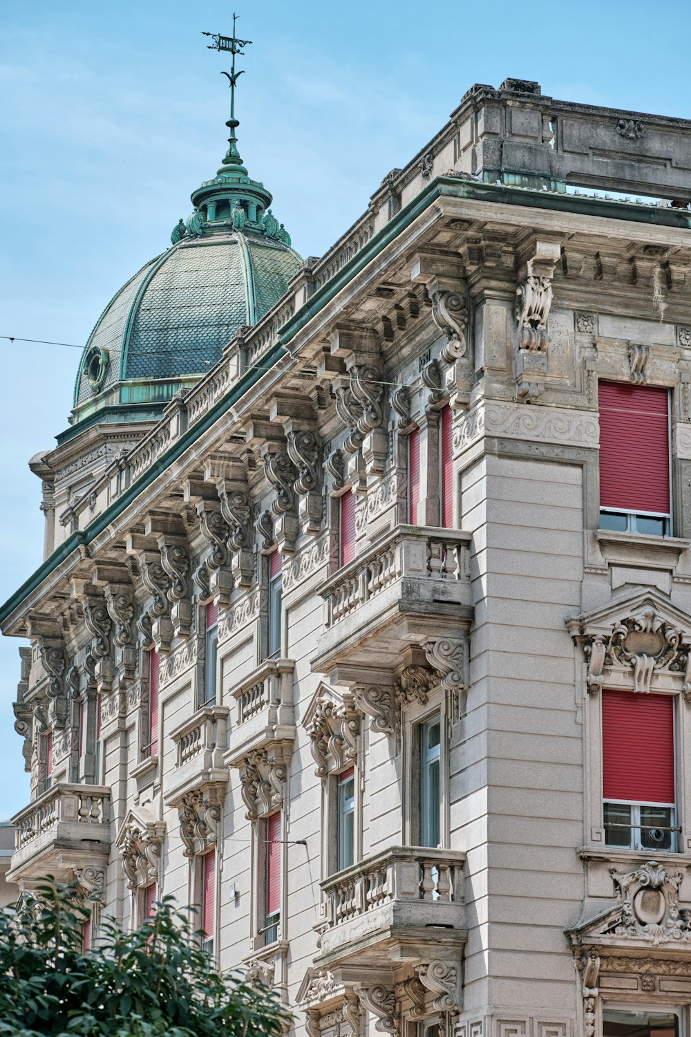 white and red concrete building