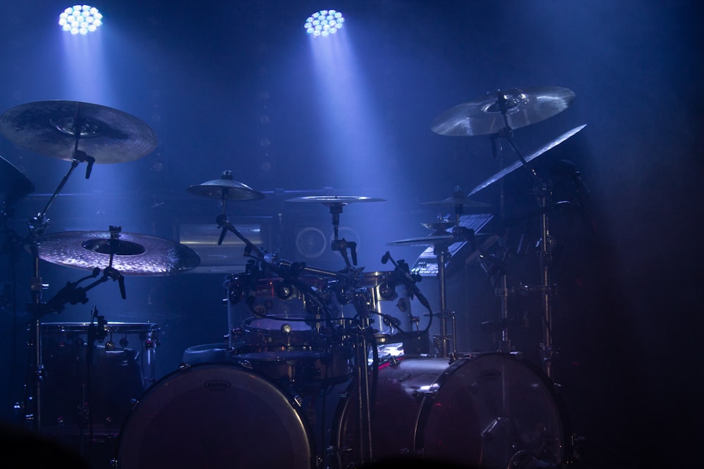 black and white drum set