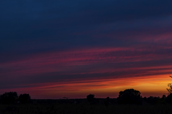 A colorful landscape canvas depicting a sunset.