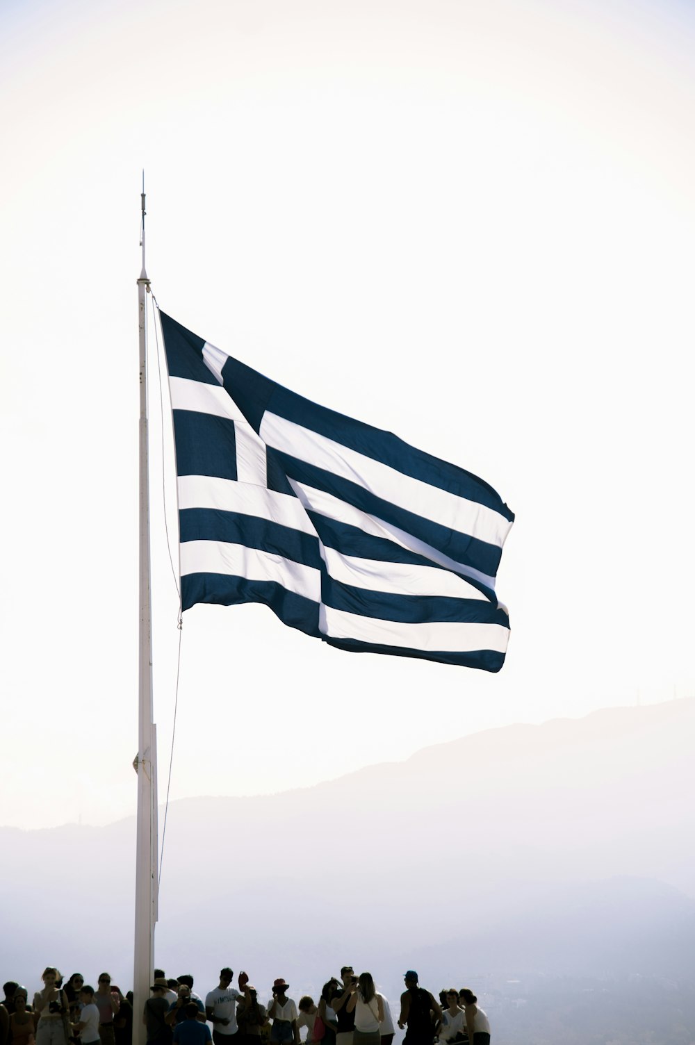 blue and white striped flag