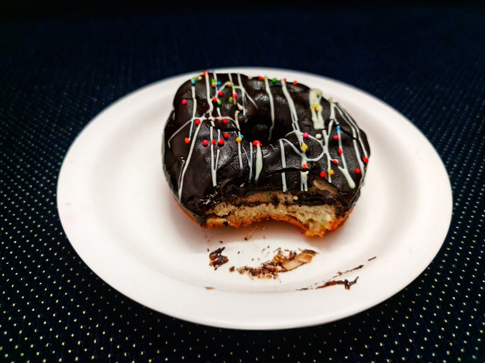 chocolate cake on white ceramic plate