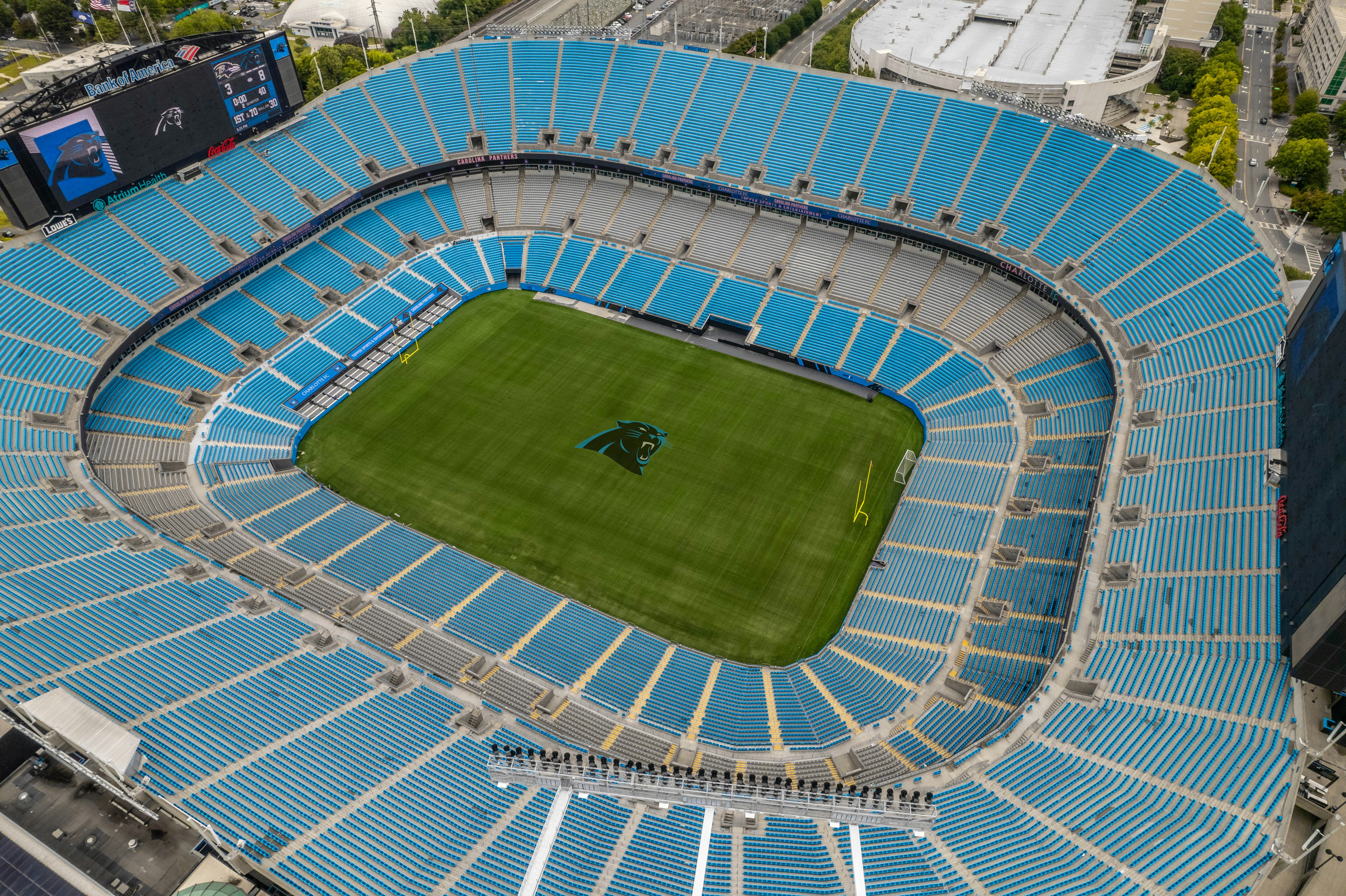 aerial view of green field