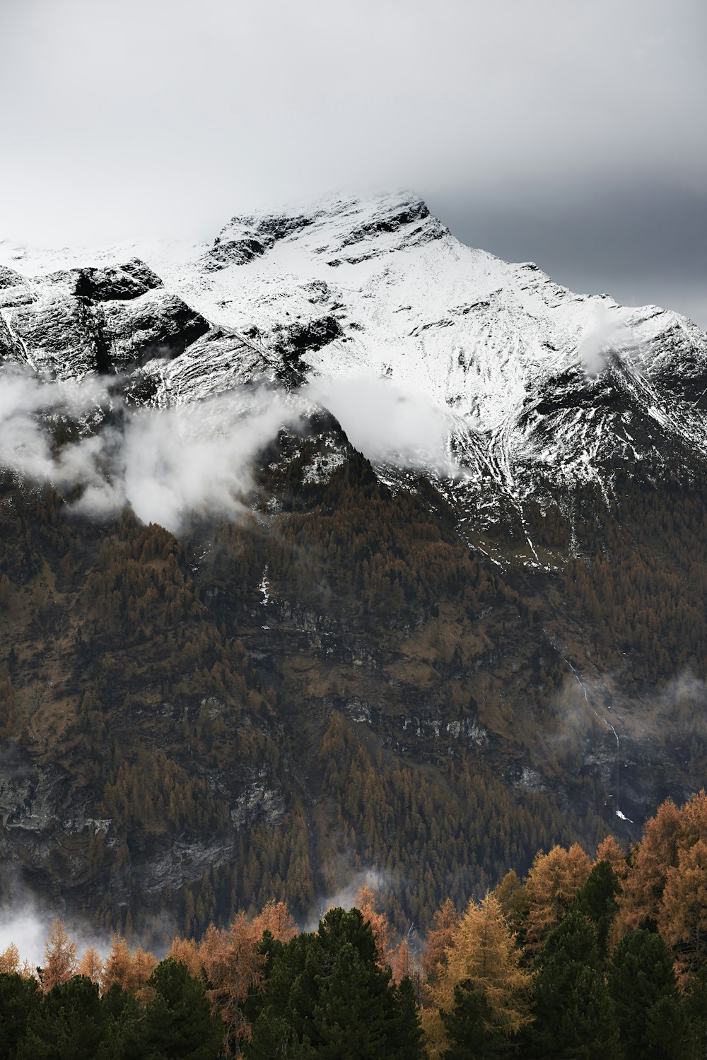 snow covered mountain during daytime