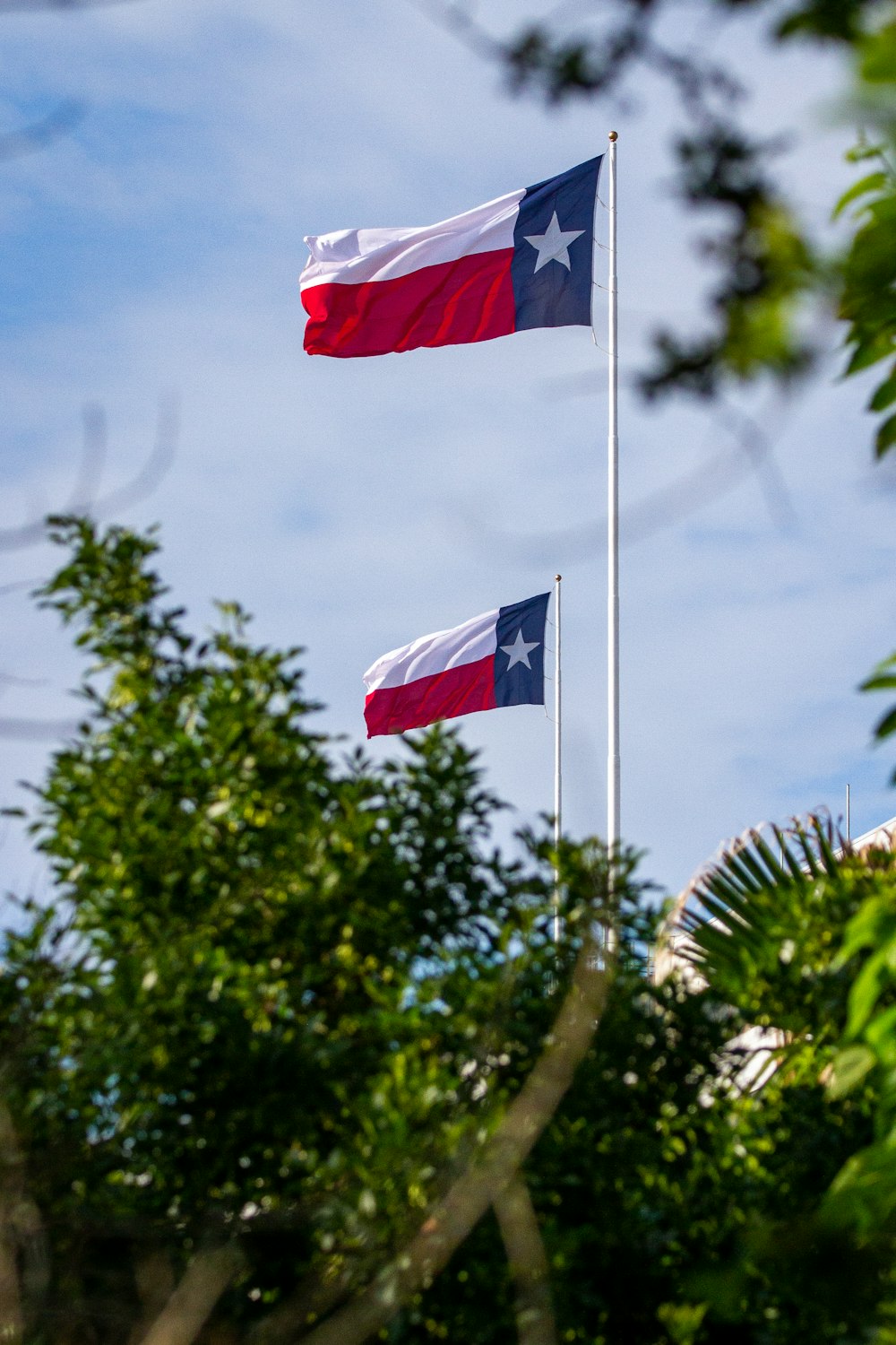 white red and blue flag on pole