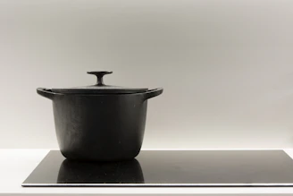 black ceramic bowl with lid