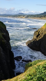 The picturesque coastline of Peru with waves crashing.