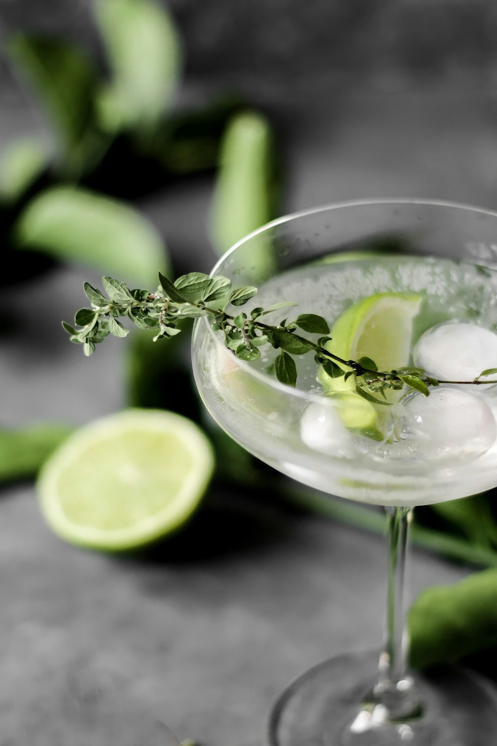 clear glass cup with sliced lime