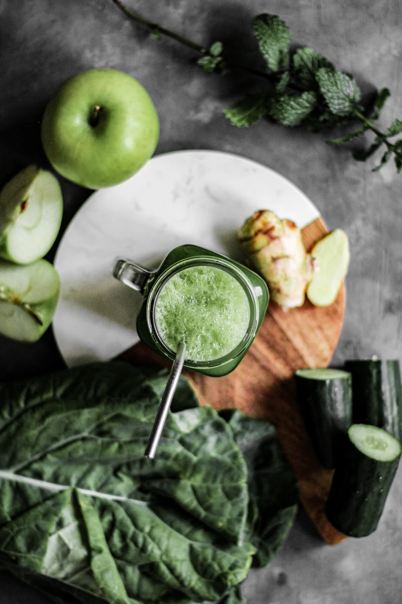 Green juice with fresh green ingredients