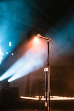 black and silver microphone on stand