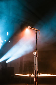 black and silver microphone on stand