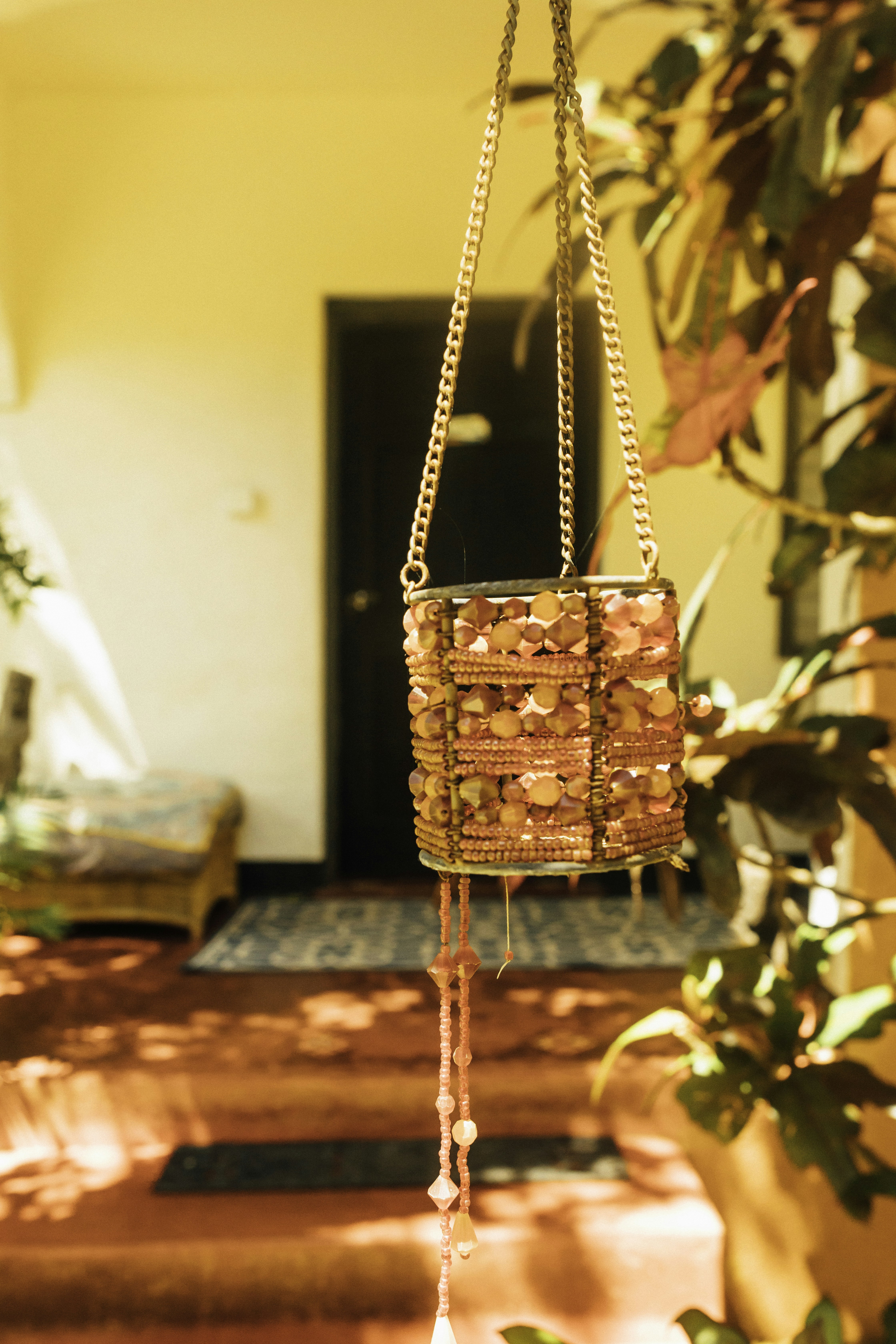 Brown And White Floral Hanging Decor