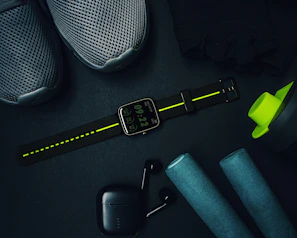 black apple watch with black strap